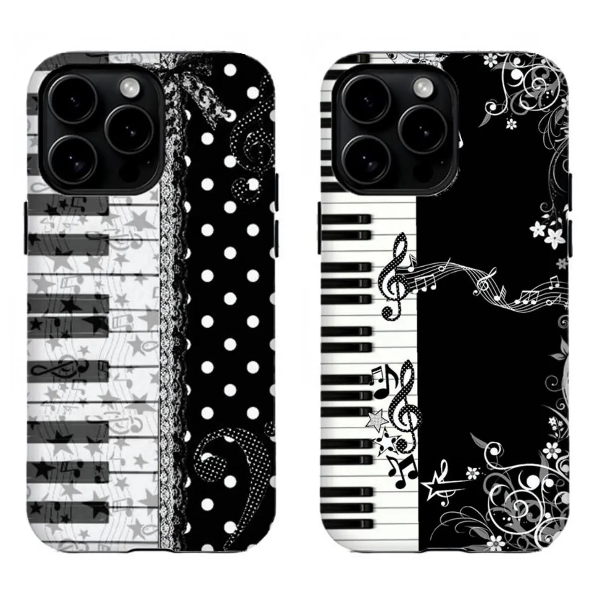 Vintage Piano Keys Phone Case|Cute Music Note Polka Dot Pattern For iPhone 17 Pro Max 16 15 14 13 12 11 for Samsung S21 S22 S23 S24 S25 Phone Case|Shockproof Protective Cover for Music Lovers Wireless Cellphone