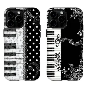 Vintage Piano Keys Phone Case|Cute Music Note Polka Dot Pattern For iPhone 17 Pro Max 16 15 14 13 12 11 for Samsung S21 S22 S23 S24 S25 Phone Case|Shockproof Protective Cover for Music Lovers