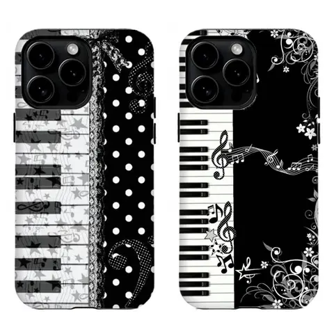 Vintage Piano Keys Custom Phone Casing - Cute Music Note Polka Dot Pattern for iPhone 17 Pro Max,16,15,14,13,12,11 for Samsung S21,S22,S23,S24,S25, for Music Lovers
