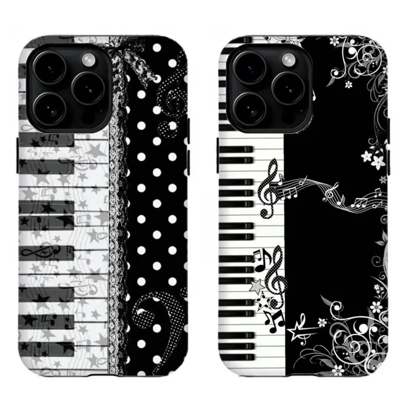Vintage Piano Keys Custom Phone Casing - Cute Music Note Polka Dot Pattern for iPhone 17 Pro Max,16,15,14,13,12,11 for Samsung S21,S22,S23,S24,S25, for Music Lovers