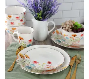 Elama Wildflower Meadow 16 Piece Stoneware Dinnerware Set