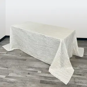 90 x 132 inch Crinkle Taffeta Rectangular Tablecloth Ivory