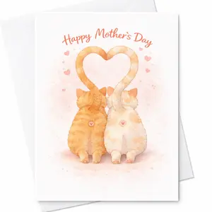 Cat Heart Birthday Card Filled With Feline Love, Anniversary C-683