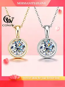 1 Carat Moissanite Heart Shaped Pendant Necklace, S925 Silver, Couples Fashion Jewelry, Perfect for Dates, Parties, Gifts for All Occasions