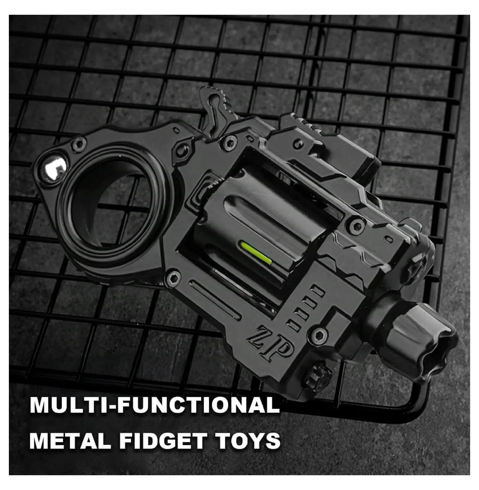Metal Alloy EDC Spinner Clicker Launcher Fidget Gun - Stress Relief, Focus Aid, Ergonomic Design, Discreet Use EDC Toy with Target, Black, 2.75x2.36x1.6in Stress & Focus Relief Tool