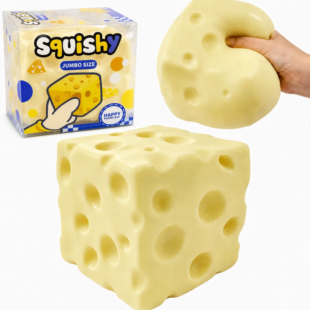 Plush Soft Cheese Block, Giant Fidget Toy, Asmr Stress Ball, Relaxing Game, Teen & Adult Anxiety Relief, Birthday Gift, Home Decor