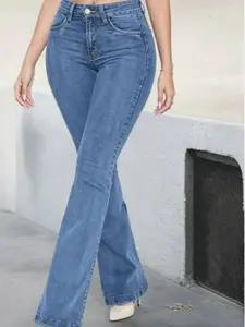 Elastic Stretch Tights Slightly Flared Hip Lift Denim Trousers Springtok flared jeans Bottoms Breathable