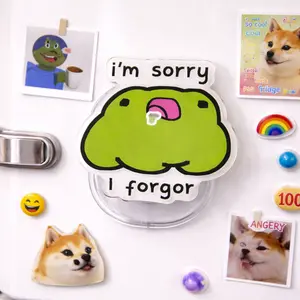 Sorry I Forgor Funny Frog Meme Magsafe Phone Grip Holder, Aesthetic Green Y2K Acrylic Magnetic Phone Mount Pop Socket, Durable Accessories