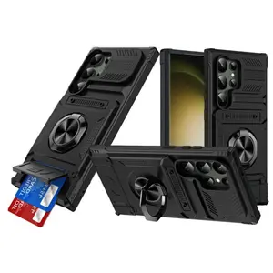 Case For Samsung S25 24 23FE Plus Ultra  A15 25 35 55 14 Magnetic Rotated Ring Kickstand Heavy Duty Drop Protection Wallet Cover