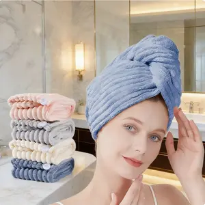 Coral Fleece Dry Hair Cap Lightweight Comfortable Head Wrap Towel Hair Turban Towel for Women, Quick Drying High Absorbency, Ideal for Bath and Spa Days, Absorbent Towel