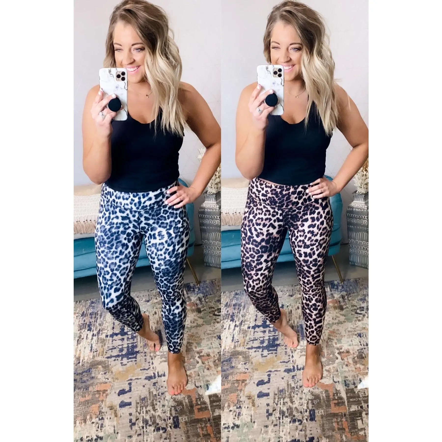 On The Prowl- {Gray & Brown} Leopard Print Leggings