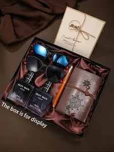 7pcs Fashion Gift Box Set, Cool Sunglasses, Sexy Men's Perfume, Vintage Pen, Nautical Notebook, Daily Wear, Special Holiday Surprise