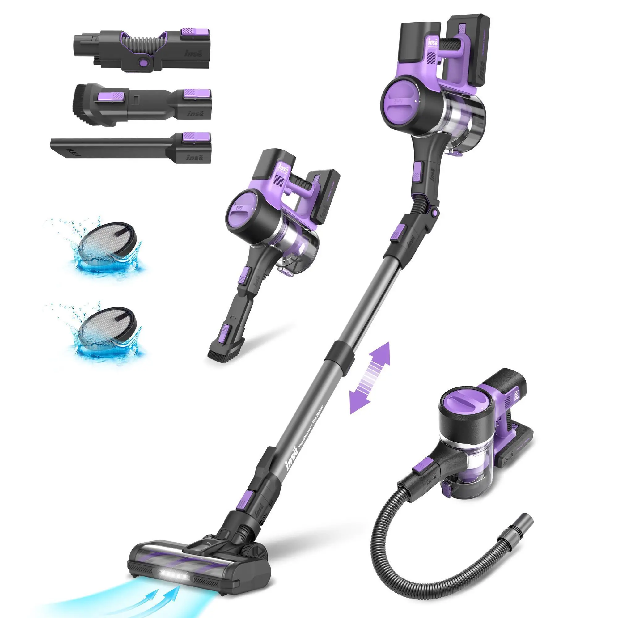 [LaborDay]INSE S10X Cordless Vacuum,9-in1 Stick Vacuum with 26Kpa 350W Suction,Rechargeable Vacuum Cleaners,Household Vacuum for Home Carpet Hard Floo