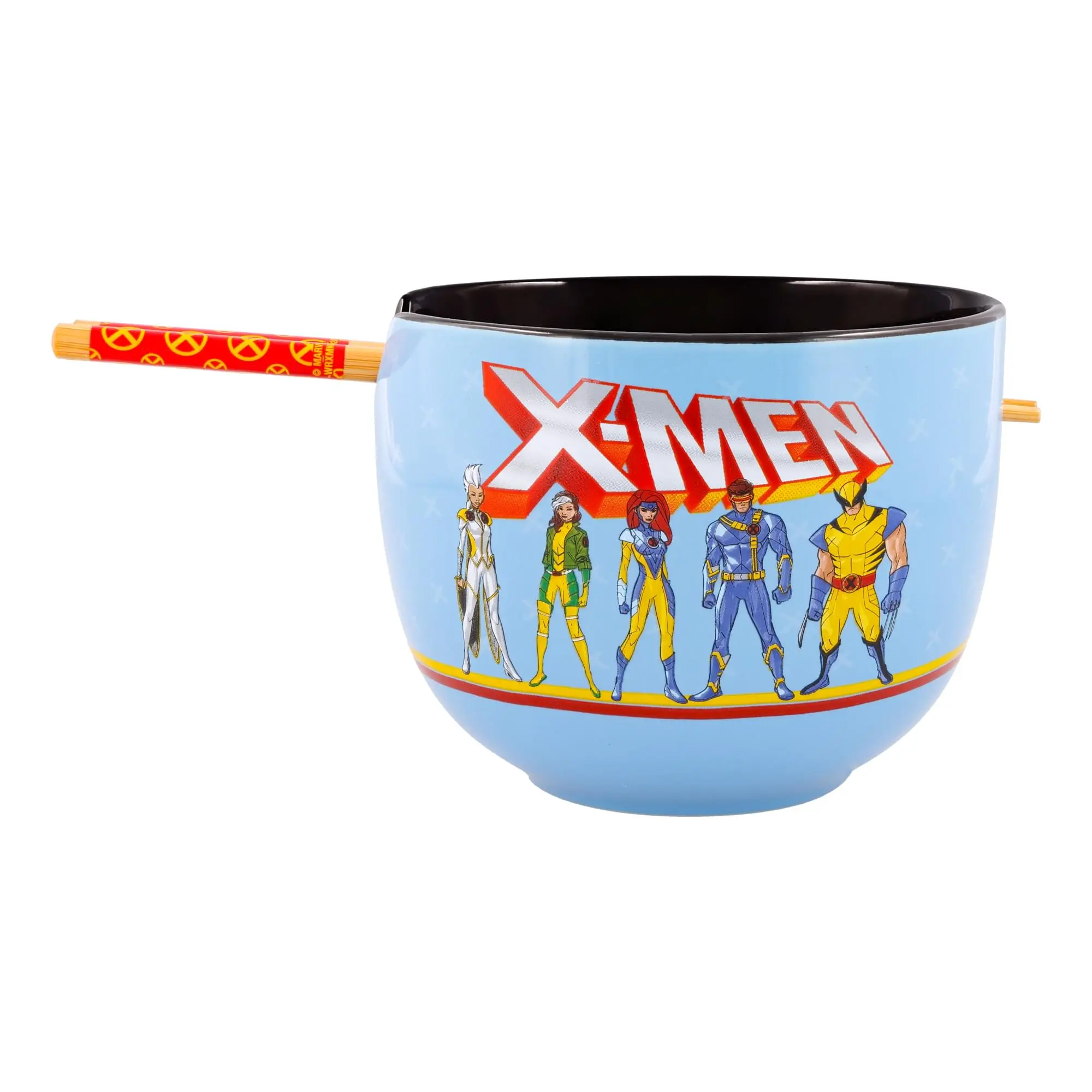 Marvel X-Men Character Art 20oz Ramen Bowl and Chopstick Set, Ceramic Dinnerware Set, Kitchen Tableware Kit