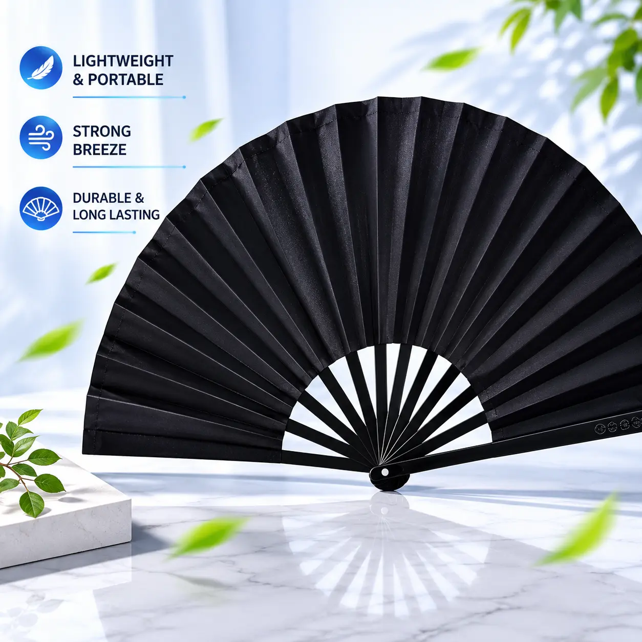 13-in Lightweight Plastic Foldable Chinese Hand Fan, Nylon-Cloth Performance Fan for Home Decor, Gifts for Girls Folding Hand Fan Portable Folding Fan