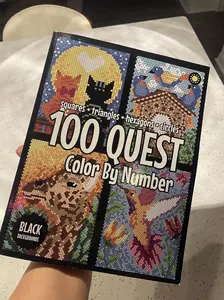 100 QUEST Color By Number: Squares + Triangles + Hexagons + Circles (BLACK backgrounds): color quest activity book for adults Paperback – January 1, 2023