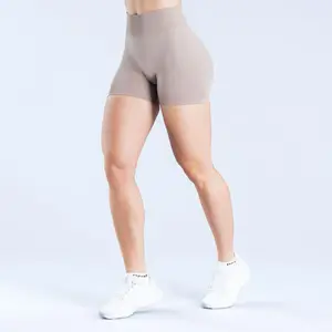Impact shorts with logo — low-waist seamless yoga shorts, scrunch butt gym shorts, workout biker shorts, stretch fitness clothing shorts