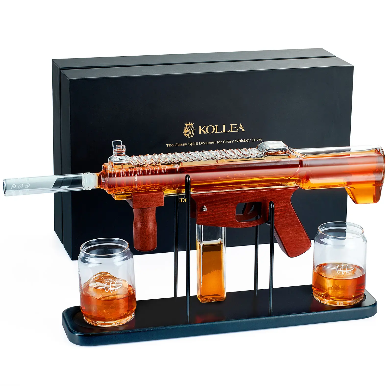 Kollea Gun Whiskey Decanter Set-Limited Edition, Detachable Liquor Decanter with Bullet Shot Shaped Glass, Cool Anniversary Birthday Gift for Him Husb