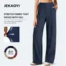 JEKAOYI Lady's Straight Leg Ponte Yoga Pants, Women's Clothing with Pockets - High-Rise Casual Elastic Waisted Full-Length, 80% Polyester-20% Spandex Polyester Blend for Office Work Clothes, Bottom