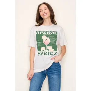 Aperol Spritz Oversized Graphic Top T-shirt Women's 100% Cotton Comfortable Trendy Italian Cocktail Design Womenswear Love