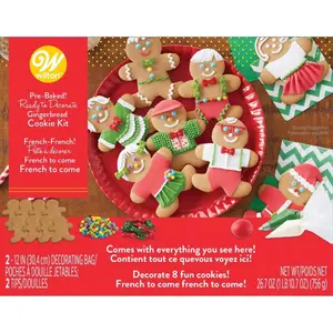 Gingerbread Boy Girl People Pre-Baked 8 Pc Decorating Kit Wilton