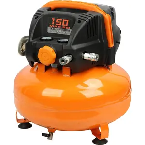 Pancake Air Compressor with two couplers, 6 Gallon Portable Electric air compressor, 150 PSI, Oil -Free Air Compressor