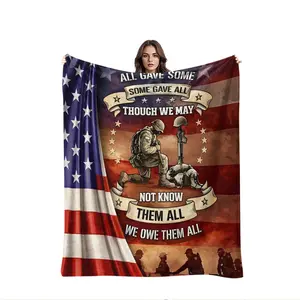 Military commemorative blanket—sofa throw/bedspread—demonstrates patriotism and respect for military personnel. Ideal as a holiday gift for veterans and military families or for military-themed events.