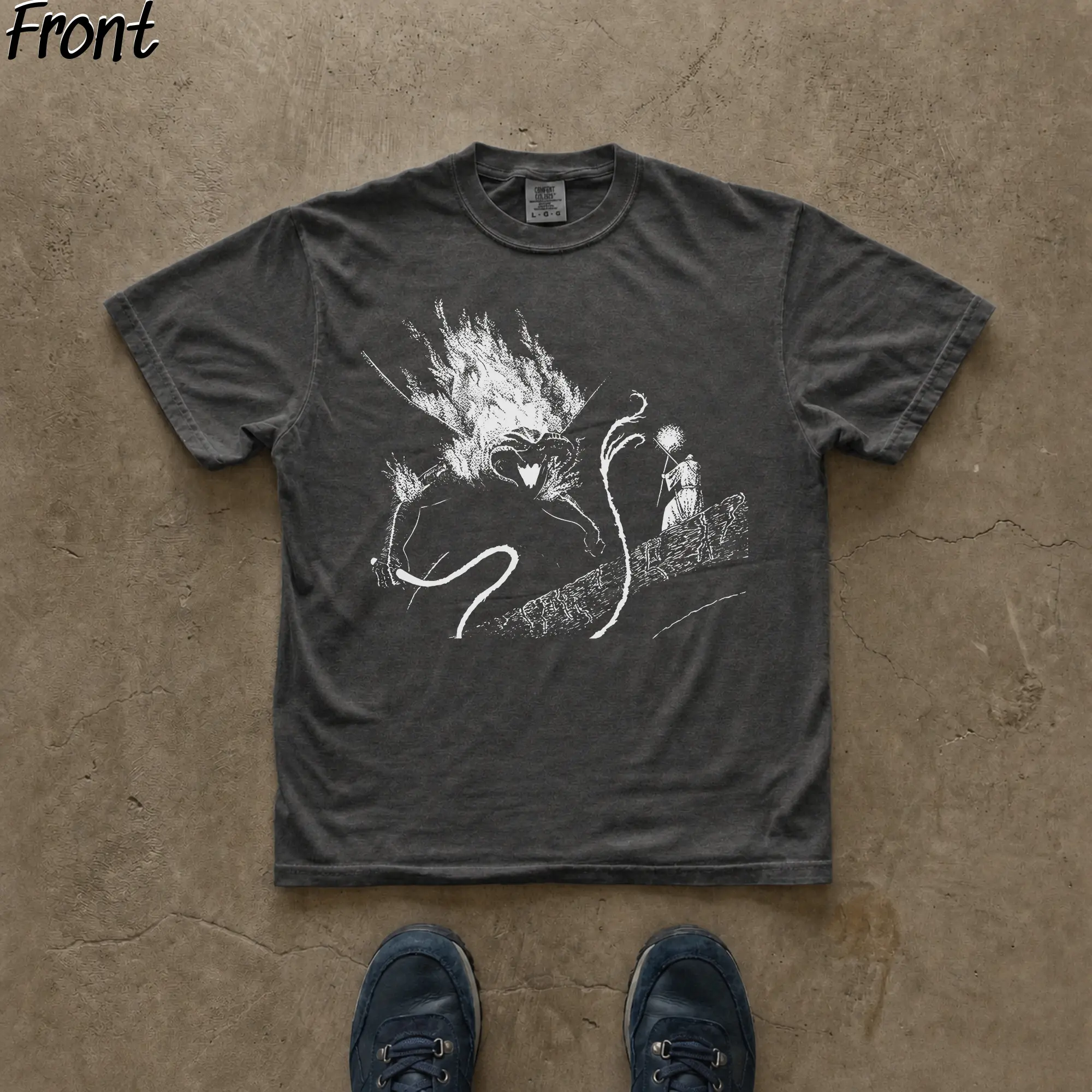 Gildan Men's Vintage Lord of The Rings Graphic T-Shirt, Fitted Short Sleeve Casual Top with Balrog Back Print, Gift Idea, Vintage T Shirts, Graphic Tee, Back Graphic