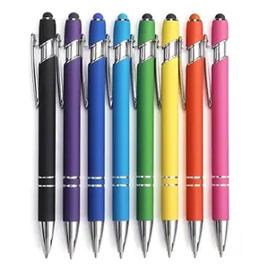 Bribobo 8 Pack Ballpoint Pen 2-in-1 Stylus Retractable Ballpoint Pen with Stylus tip, Metal Stylus Pen for Touch Screens, 1.0 mm Black Ink