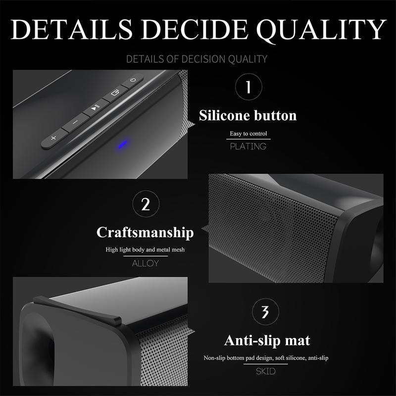 Bluetooth Soundbar Speaker For Smart TV laptop Home Theater Wireless Surround Sound Bar Stereo Rechargeable USB FM AUX TF BT Input Mode