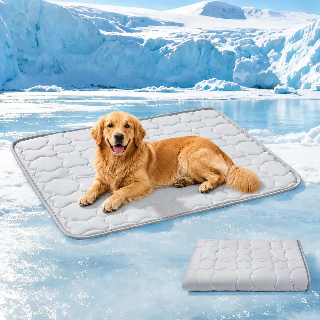 Extra Large Dog Cooling Mat (47"x32") - Self-Cooling, Breathable, Washable Pet Pad with 4-9°F Below Room Temp, Silky Smooth Rest, Stays Put Grip for Large Dogs, Outdoor & Home Summer Use - Gray