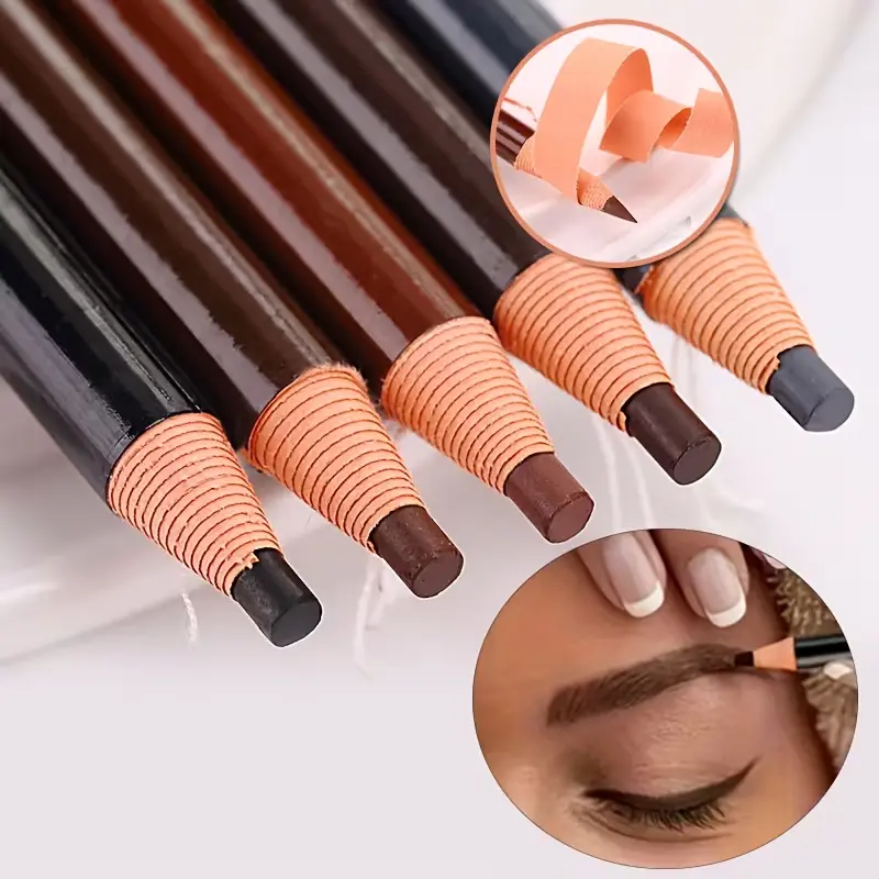 6Pcs Sharpenable Eyebrow Pencil Set Waterproof Fadeproof Black Eyebrow Pens Long Lasting Natural Wild Brow Makeup High Pigmented Easy To Outline Cosmetic