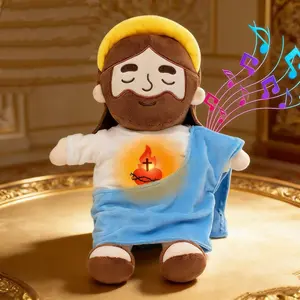 Yelakey Breathing Jesus Plush Light & Sound, Jesus Stuffed Animal Plush Doll, Christian Catholic Religious Plush Toy