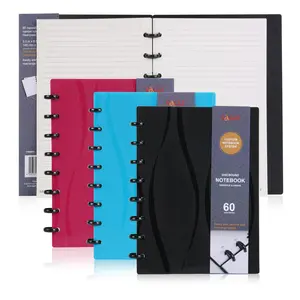 Discbound Notebook, DIY Notebook, Junior Size, Poly Cover, 60 Sheets Ruled/Lined Pages, Removable Pages Refillable Subject Notebook for Office, School, Home, Office Stationery