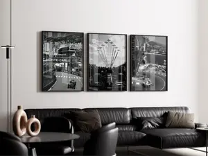 Set of 3 F1 Poster, Formula 1 Poster, Black and White F1 Poster, Vintage F1 Poster, no frame