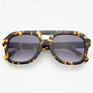 Voyager Acetate Oversized Aviator Sunglasses: Yellow tortoise