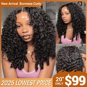 [Live Only] Burmese Curly Wear Go Glueless 13x4 Lace Front Wigs Spiral Curl 180% Density Pull Go Wig Spiral Curly Ends Adjustable Cap Easy for Beginners Full Volume & Natural Edges Salon-Quality Boho Human Human Drawstring Wig Natural Color For Women