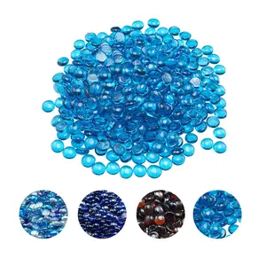 20 Lbs Fire Glass Beads 3/4-Inch Caribbean Blue Fire Pit Glass Rocks For Outdoor Patio And Fireplace Decor, 20-Pound Pack Of Recycled High-Quality Glass Media For Gas Or Wood Pits, Reflective Ocean Blue Gem Beads