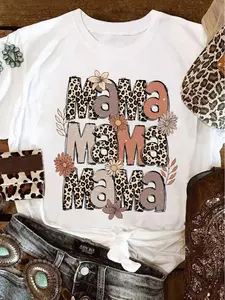 Women's Letter Print Round Neck Tee, Fashion Casual Crew Neck T-Shirt for Daily Holiday Vacation Outdoor Wear, Ladies Clothes for Summer Womenswear