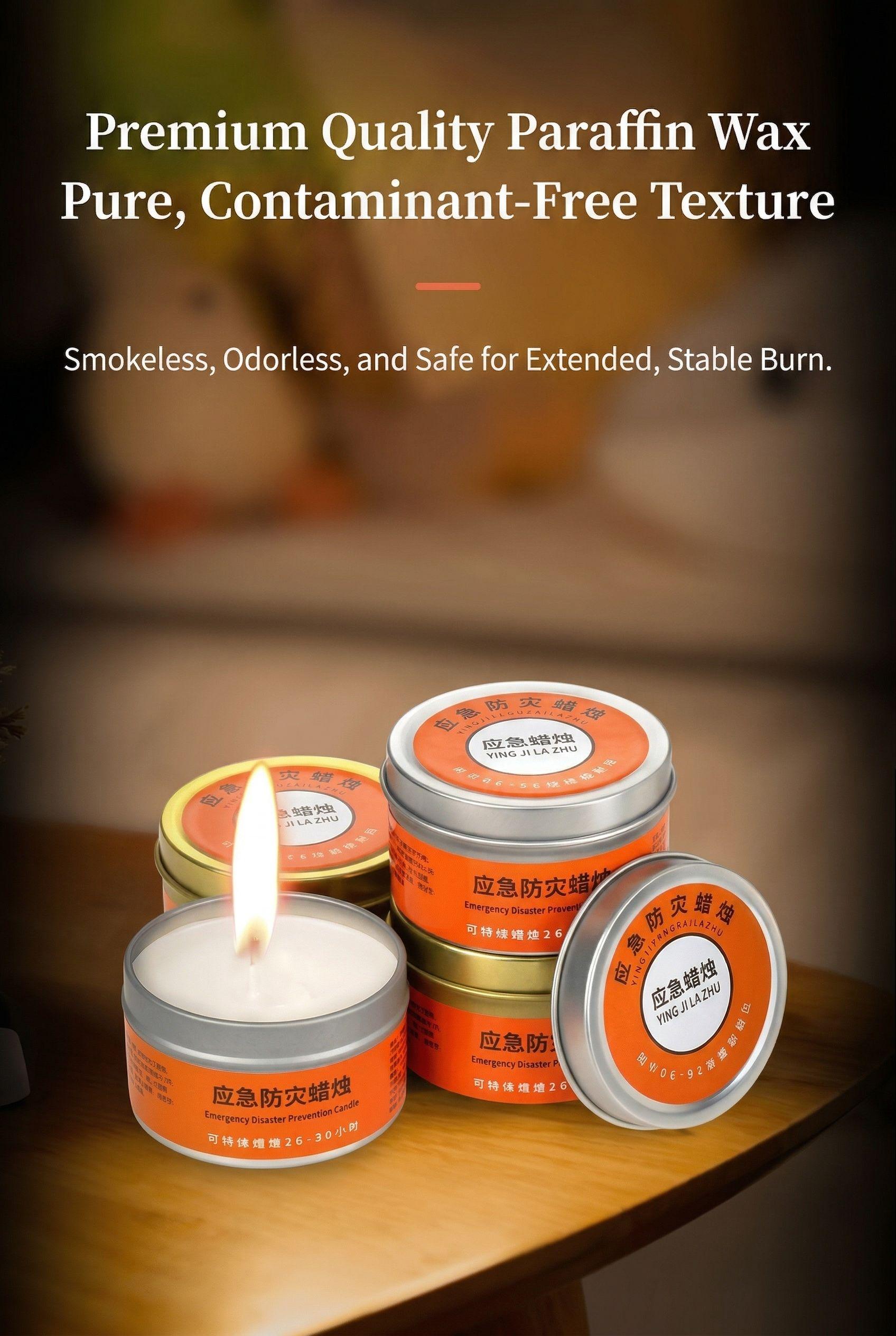 Long-Burning Emergency Candles (Pack of 3) - 30 Hour Burning Time Per Candle - Reliable Heat & Light for Survival Kit, Power Outage, Camping, & Disaster Preparedness - 100% Cotton Wick In Secure Tins
