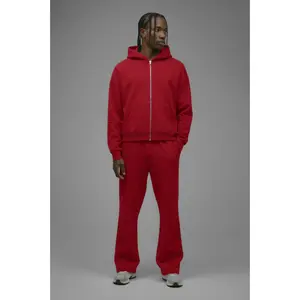 410 Oversized Cropped Zip Hoodie - Red