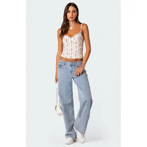Edikted Women's Indira Printed Cupped Lace Up Corset