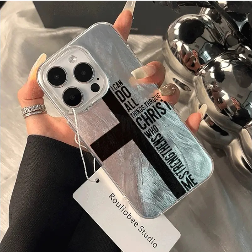 Black and White Cross Premium all-inclusive English alphabet cell phone case for Galaxy A03 A03S A04S 4G A1 A12 A13 LIE 4G A14 A15 A23 A25 5G A32 4G A35 5G A51 4G A53 5G   FE iPhone 7 7 PLUS 8 8 PLUS X XR XS XS MAX 11 12 13  14 14 PRO 15 15 PRO  16 16 PRO