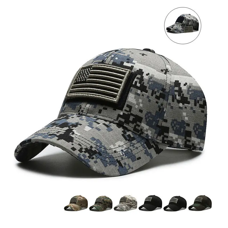 Tactical Camo Baseball Cap for Men, Adjustable Outdoor Hat with a Ventilated Mesh Back and Hook-and-Loop Patch Panel for Hiking, Mesh Fabric, Military Look, Adjustable Fit, Outdoor Wear