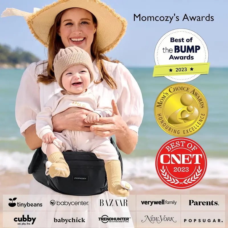 Momcozy Hip Seat Baby Carrier, Adjustable Ergonomic Carrier with Various Pockets for Newborns & Toddlers up to 45lbs Portable Mother Mom Gift Convenient Travel Gifts wild  bird back baby baby carriers Ergonomic Baby Carrier with Hip Seat 3