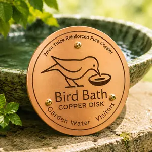 Bird Bath Copper Disk, Birdbath Accessories, 2mm Reinforced Pure Copper Cleaning Disk for  Safe Clean Water All-Season, Universal Fit for Outdoor Birdbaths, Bowl, Bird Bath Solar