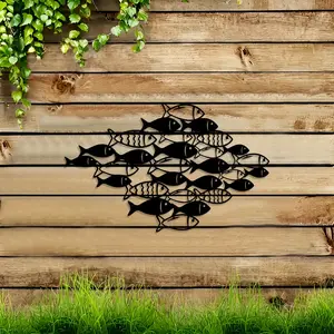 1 piece of retro iron fish school metal wall art - Artistic nautical style interior decoration, exquisite fish shaped design home decoration, suitable for office, coastal new home gifts, Christmas gifts for sailing enthusiasts, fish decoration