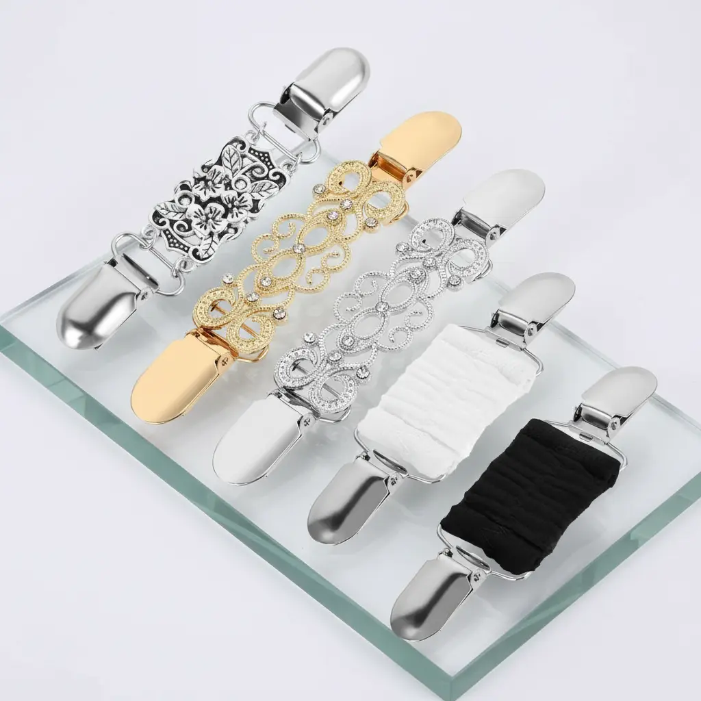 Vintage Filigree Tailoring Waist Cincher & Shirt Clip Set - 5-Pcs Retro Cinch Clips for Sweater, Cardigan