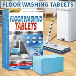 Maebho Floor Washing Tablets 120 Pcs 5X Concentrated Powerful Stain Removal Quick Dissolve for Various Floors Ultra Effective Cleaner
