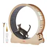 VEVOR Wooden Cat Exercise Wheel - 43.3" Large Indoor Treadmill Wheel for Indoor Kitty Lifestyle, Detachable Carpet & Teaser Included, Ideal for Most Cats (Yellow)